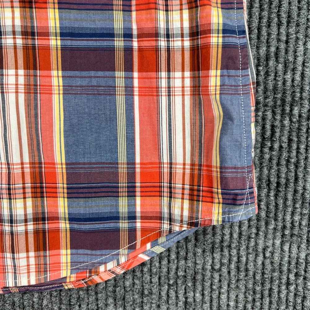 Banana Republic Mens Shirt Large Orange Plaid Long Sleeve Button Down Casual